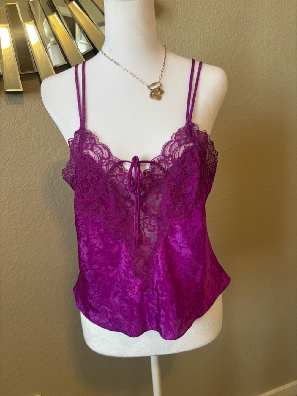 Victoria's Secret Purple Lace Satin Cami Tank Top